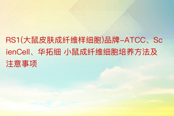 RS1(大鼠皮肤成纤维样细胞)品牌-ATCC、ScienCell、华拓细 小鼠成纤维细胞培养方法及注意事项